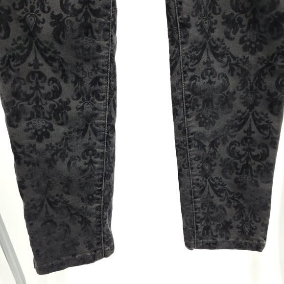 Chaps Mid Rise Jacquard Velvet Slim Leg Pants 8 Black/Gray - Picture 10 of 16